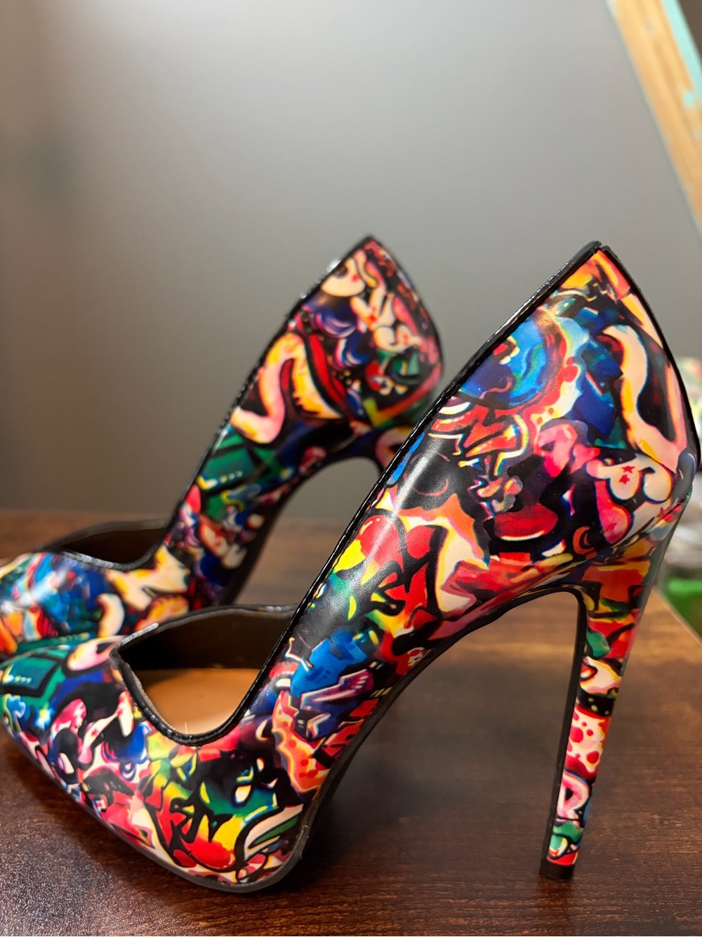 JustFab Multicolor Abstract Pointed-Toe Stiletto Heels